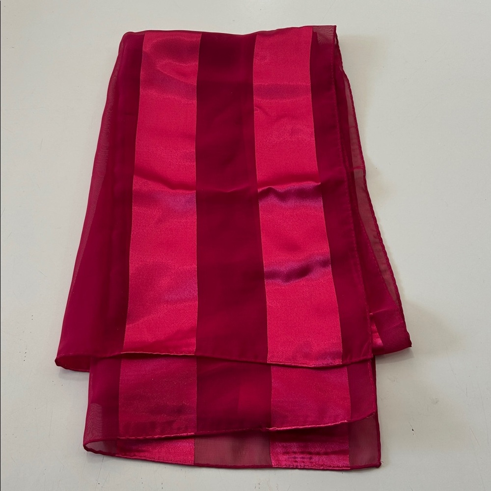 Beautiful New Red Striped Silky Scarf